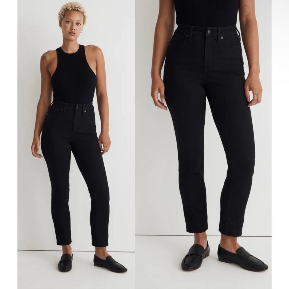 madewell nm280 curvy stovepipe jeans black rinse wash women size 26